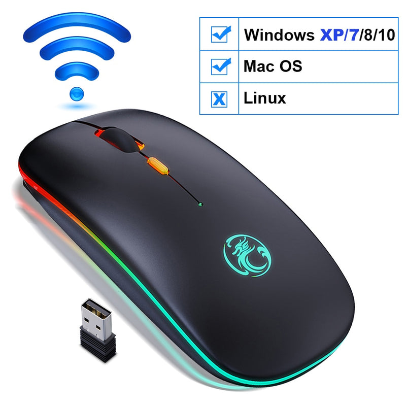 Mouse sem fio bluetooth  recarregável silencioso com led retroiluminado ergonômico gaming.