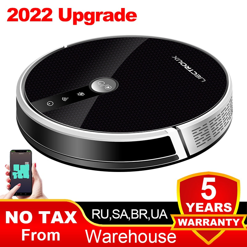 Robô aspirador de pó LIECTROUX C30B,  super inteligente, com memória, controle de app WiFi, sucção forte 6000Pa,  funciona com Alexa e Google assistante.