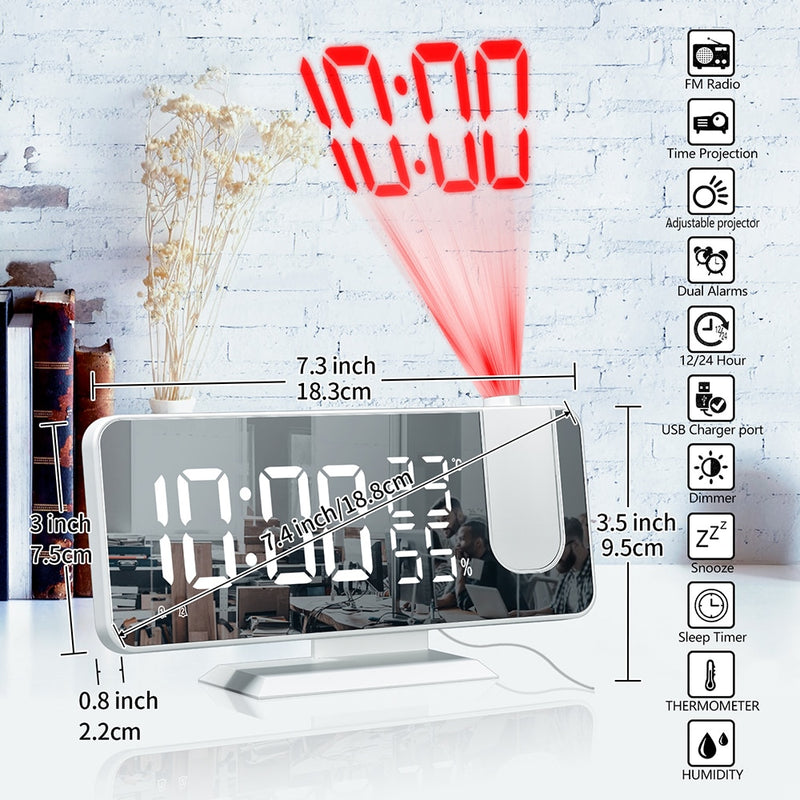 Relógio de mesa eletrônico com rádio fm digital inteligente, usb, projeta a hora!