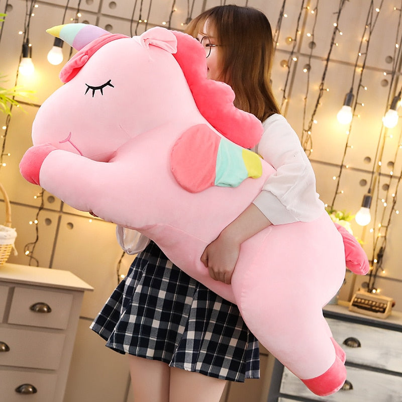 Unicórnio gigante, um brinquedo de pelúcia super macio para se divertir.