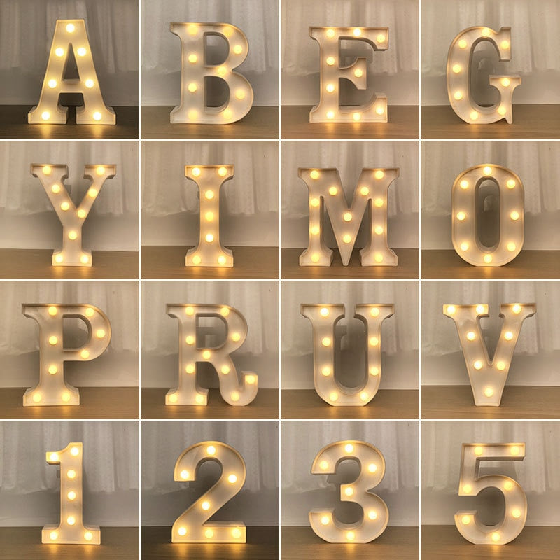 Letras e numeros  com luzes  de led a bateria, ótimo para decoração, você vai adorar!