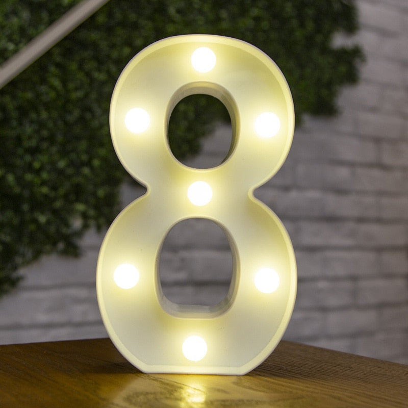 Letras e numeros  com luzes  de led a bateria, ótimo para decoração, você vai adorar!